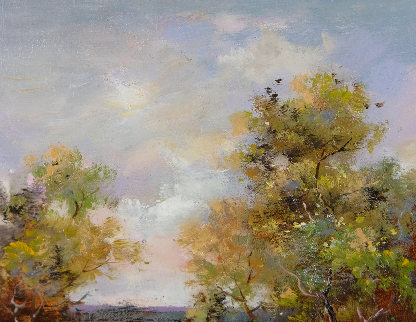 Gold Framed Summer Lake Landscape Oil Painting, Impressionist, Signed by J Reneau, Memorable Gift, Elegant Wall Art