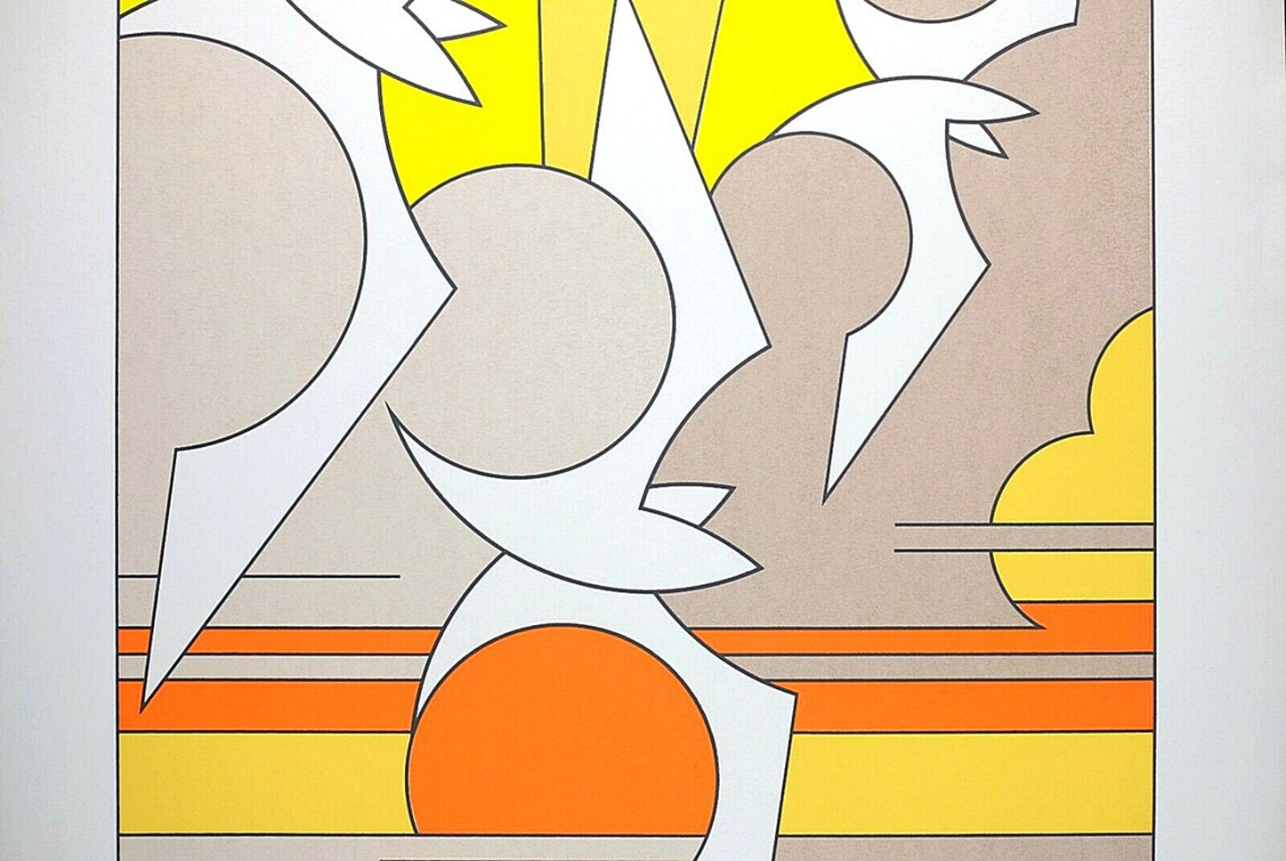 Vintage Abstract Serigraph, Signed by Barrett, VTG Modern Lithograph Print, Limited Edition 55