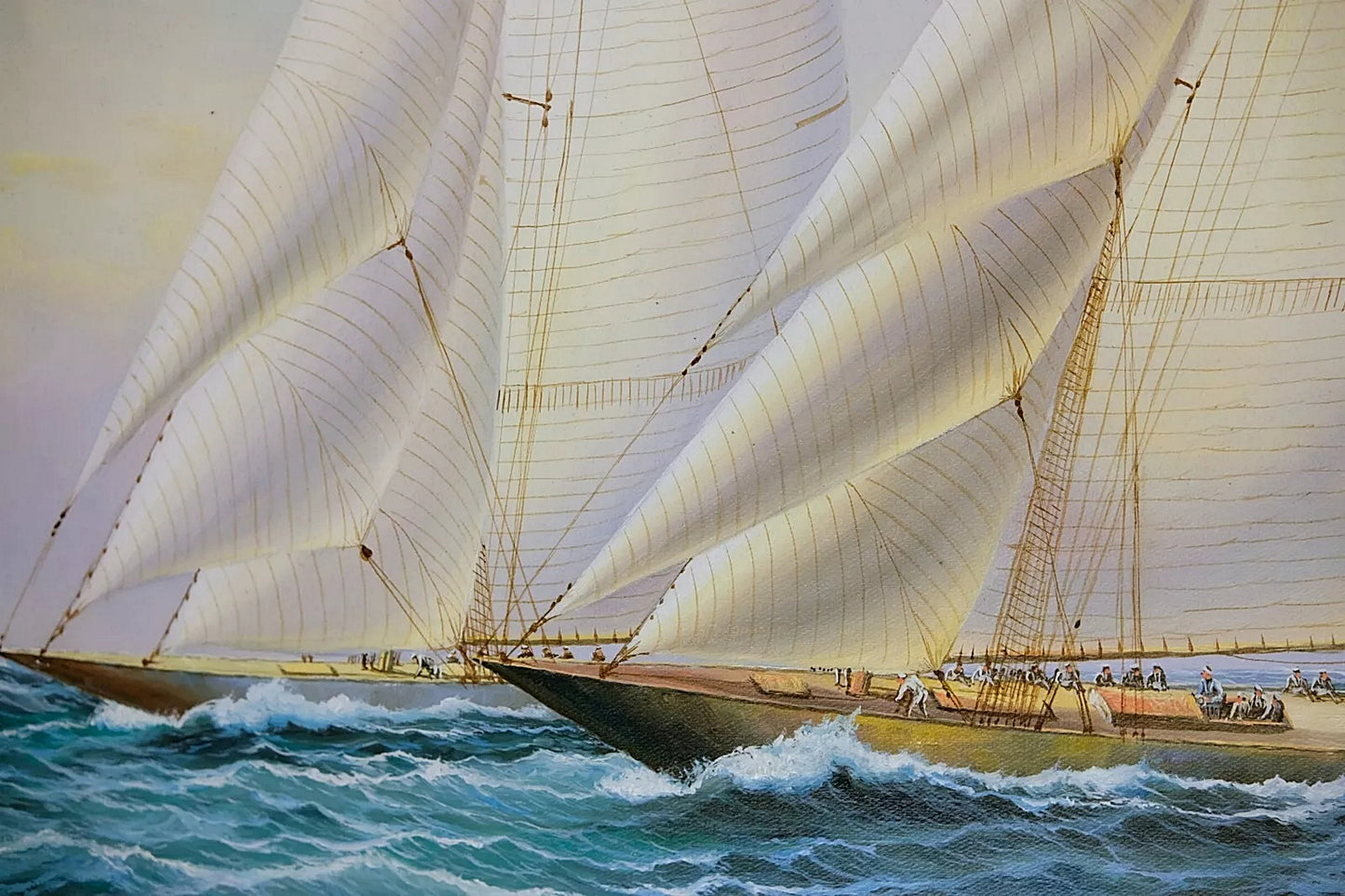 Signed by Thomas, Framed Oil Painting on Canvas, Gorgeous Sailboats Seascape, Memorable Gift, Wall Art