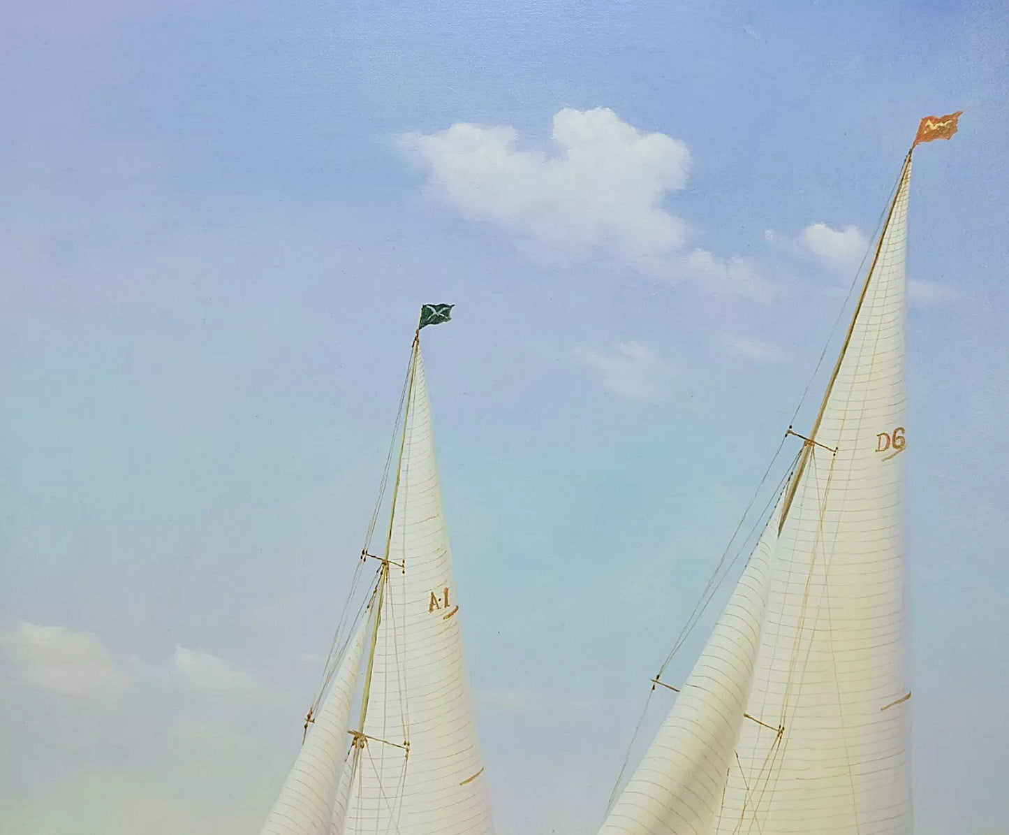 Signed by Thomas, Framed Oil Painting on Canvas, Gorgeous Sailboats Seascape, Memorable Gift, Wall Art