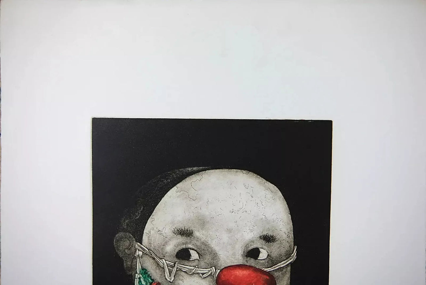 Vintage Etching Aquatint Print, Signed by Saint Clair Cemin, 1980s, Clown Mask