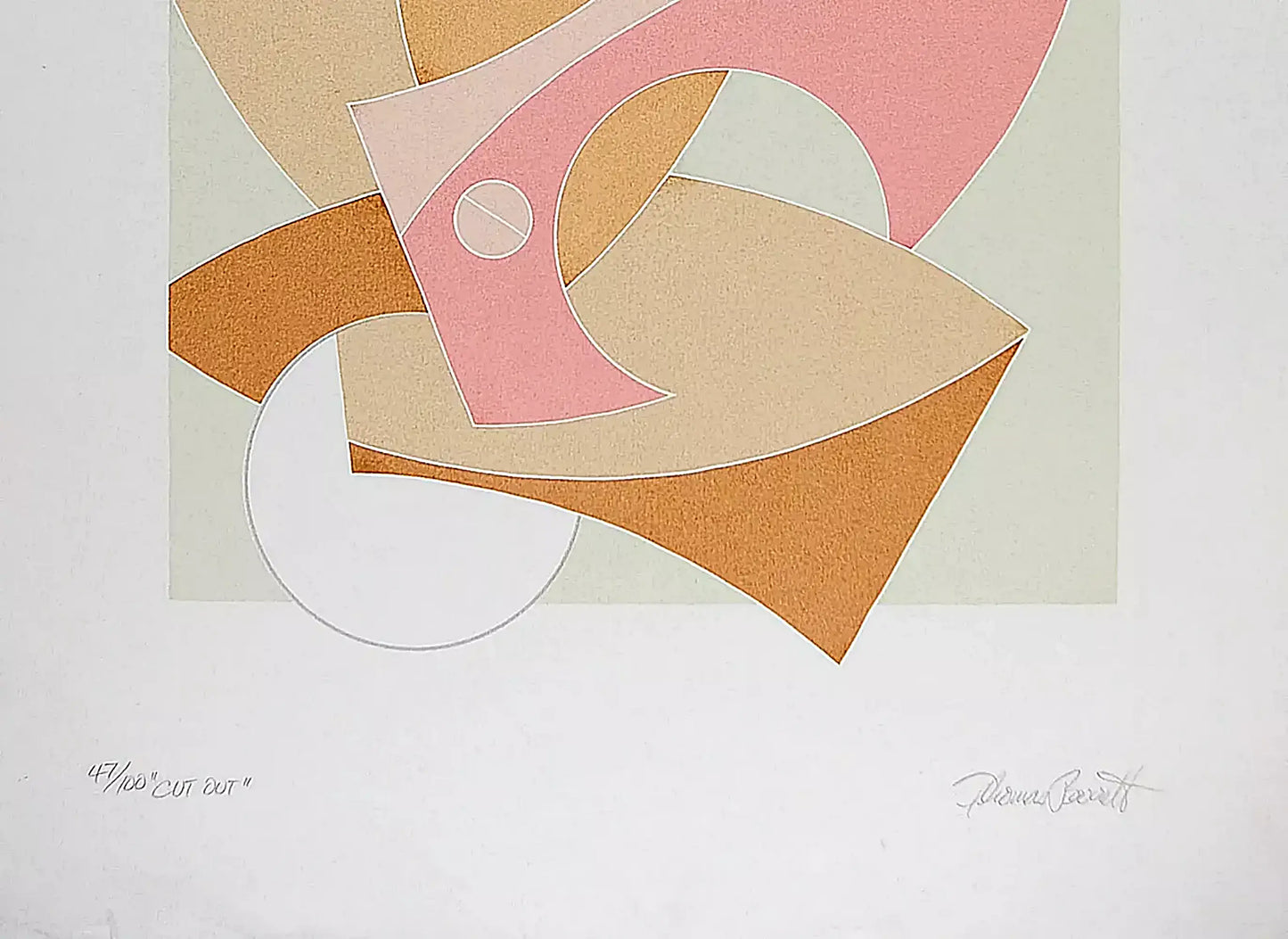 Signed by Barrett, Vintage Serigraph Print, Modern Abstract Edition 100, Cut Out