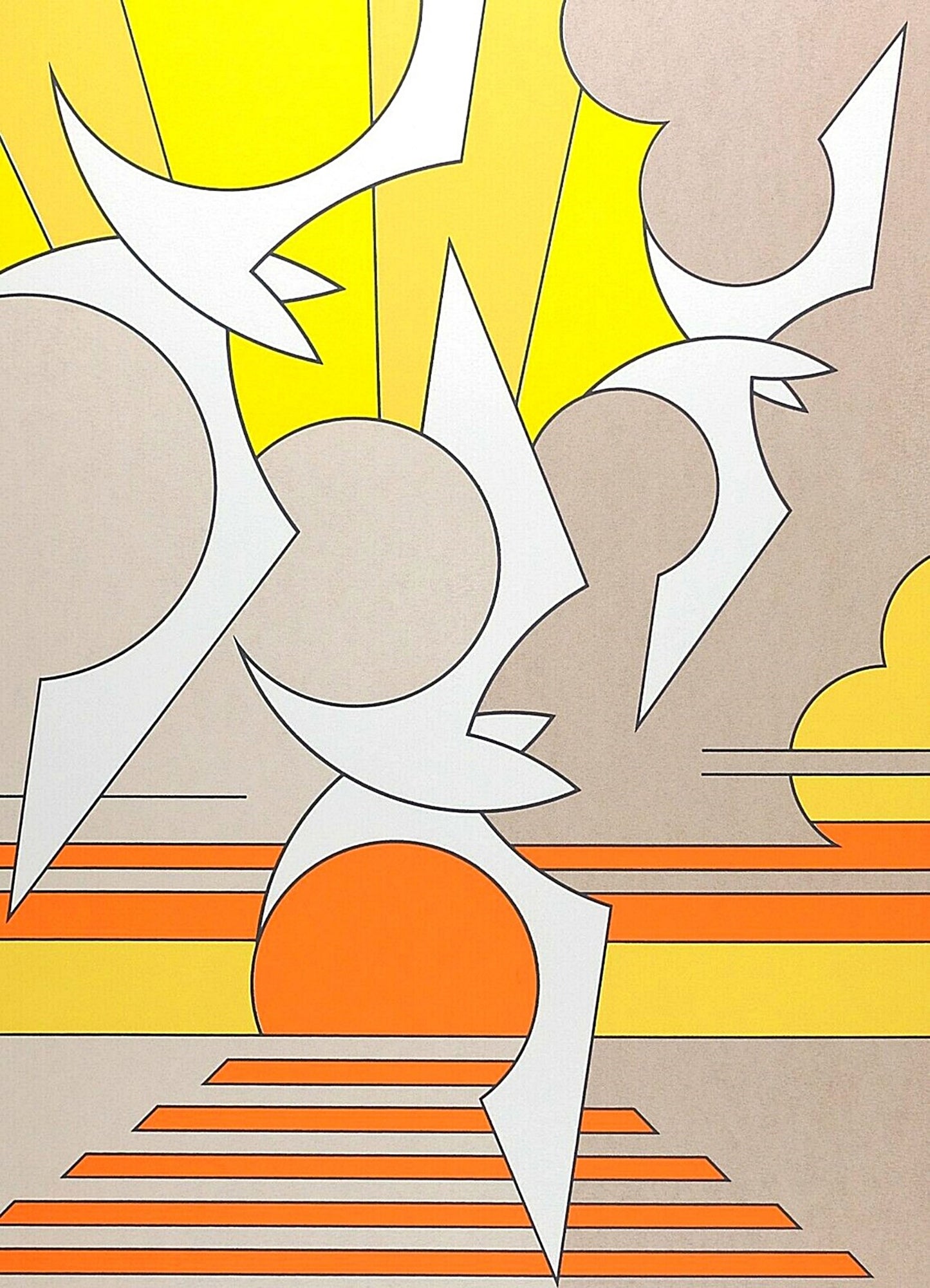 Vintage Abstract Serigraph, Signed by Barrett, VTG Modern Lithograph Print, Limited Edition 55