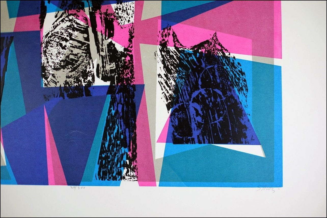 Vintage Print, Seong Moy Pencil Signed, Limited Edition 300, Collectible Modern Abstract Serigraphy