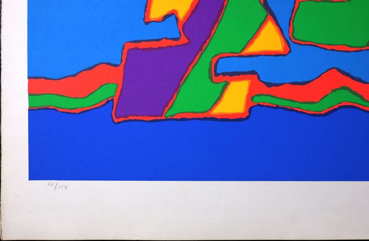 Jacques Soisson Vintage Serigraph Superb Abstract 1970's Large Silkscreen 60/150