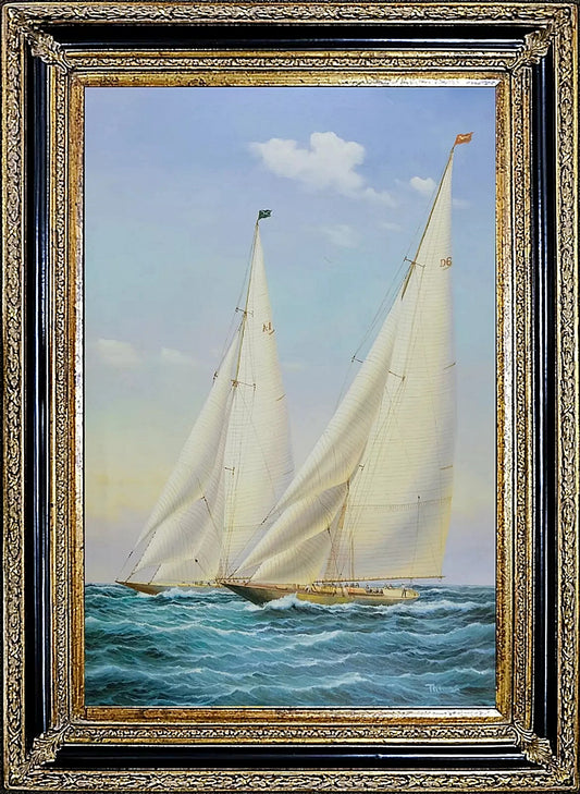 Signed by Thomas, Framed Oil Painting on Canvas, Gorgeous Sailboats Seascape, Memorable Gift, Wall Art