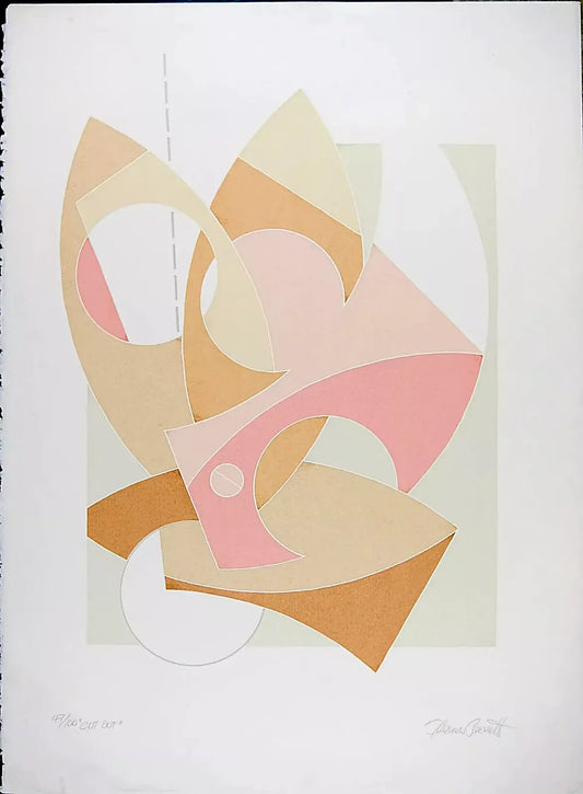 Signed by Barrett, Vintage Serigraph Print, Modern Abstract Edition 100, Cut Out