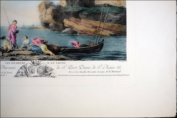 Vintage Copper Plate Etching, Old European Harbor Fishing Scene, Amazing Vintage Print