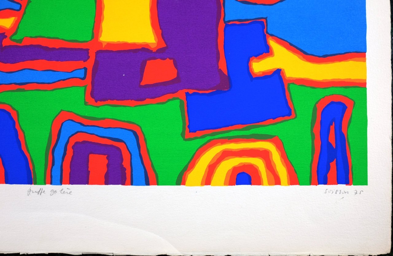 Jacques Soisson, Vintage Print Serigraph, Superb Abstract, 1975 Limited Edition 58/150